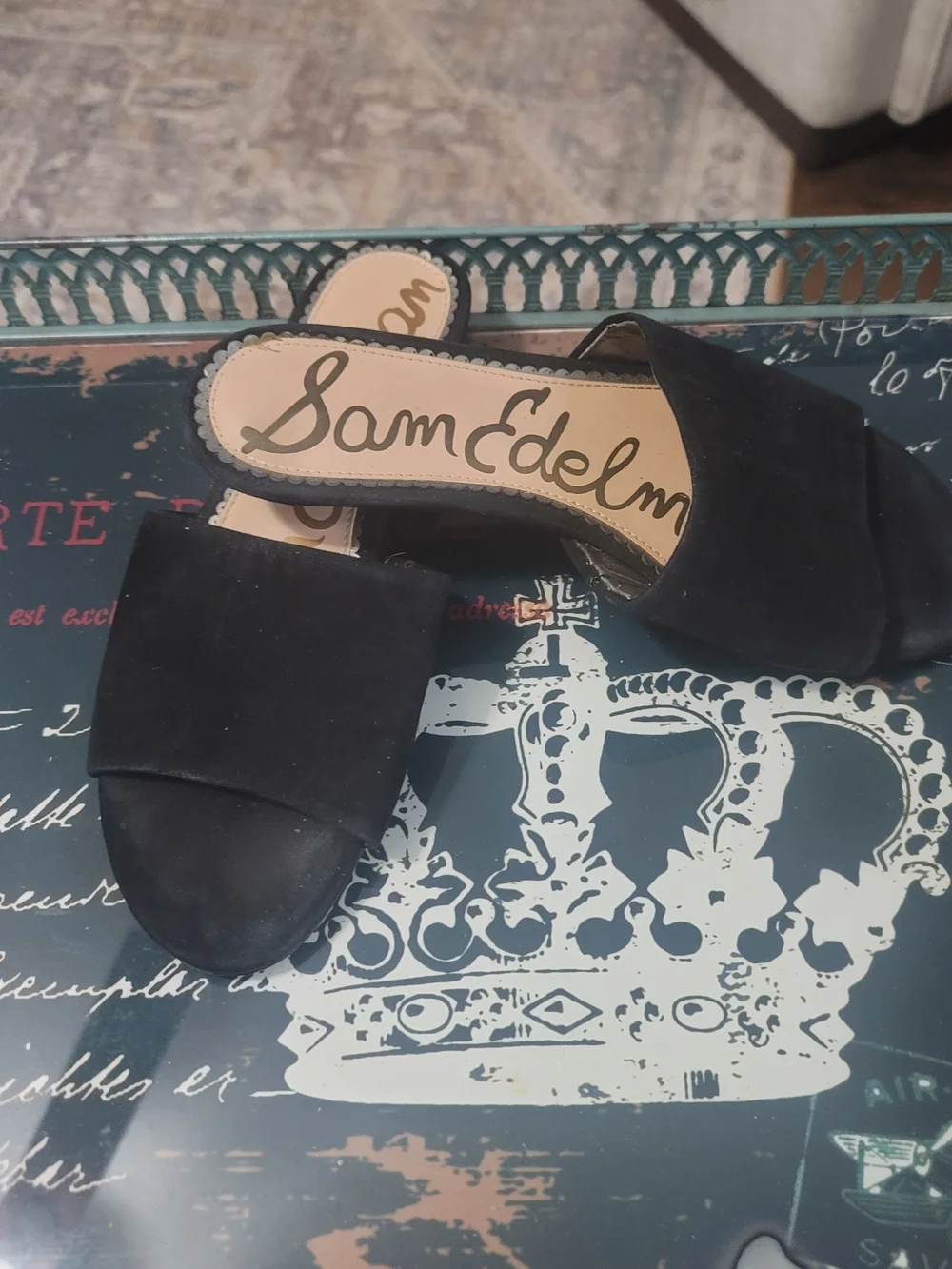 Sam Edelman Black Suede Slide Mules